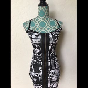 Print zip up dress